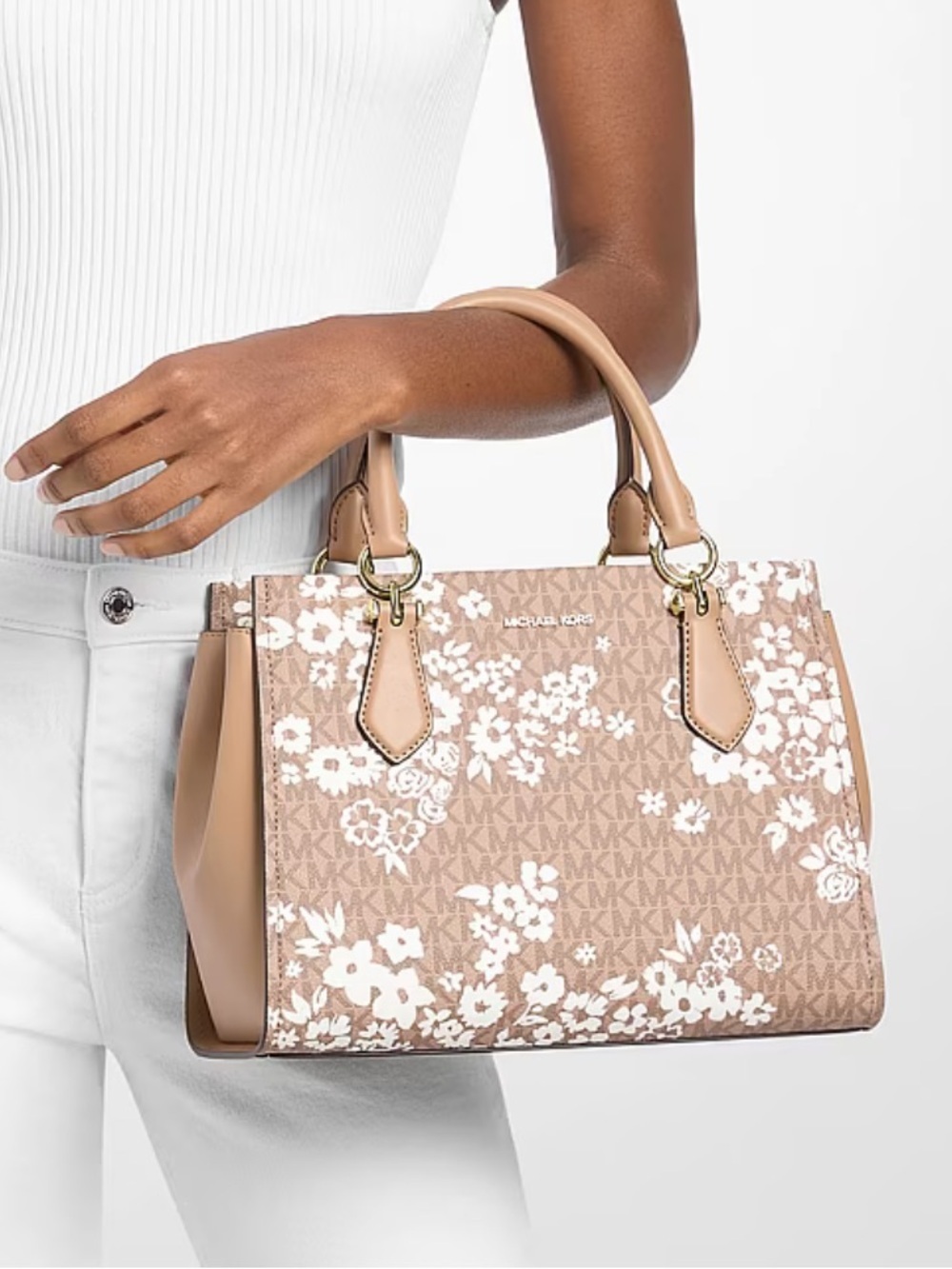 MICHAEL KORS Marilyn Medium Printed Signature Logo Satchel